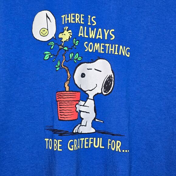 Peanuts There is Always Something To Be Thankful For T-Shirt Women's XL Blue - Picture 4 of 5